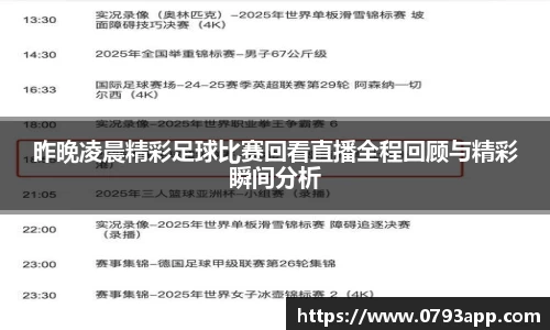 昨晚凌晨精彩足球比赛回看直播全程回顾与精彩瞬间分析