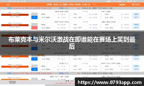 布莱克本与米尔沃激战在即谁能在赛场上笑到最后